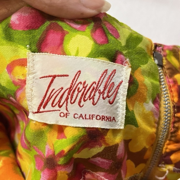 Vintage 60s 70s Psychedelic Mod Bell Bottom Jumpsuit Floral Pink Red Yellow - Picture 4 of 15